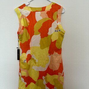 Vertigo Sleeveless Abstract Shift Dress – Yellow/Orange – Size Medium